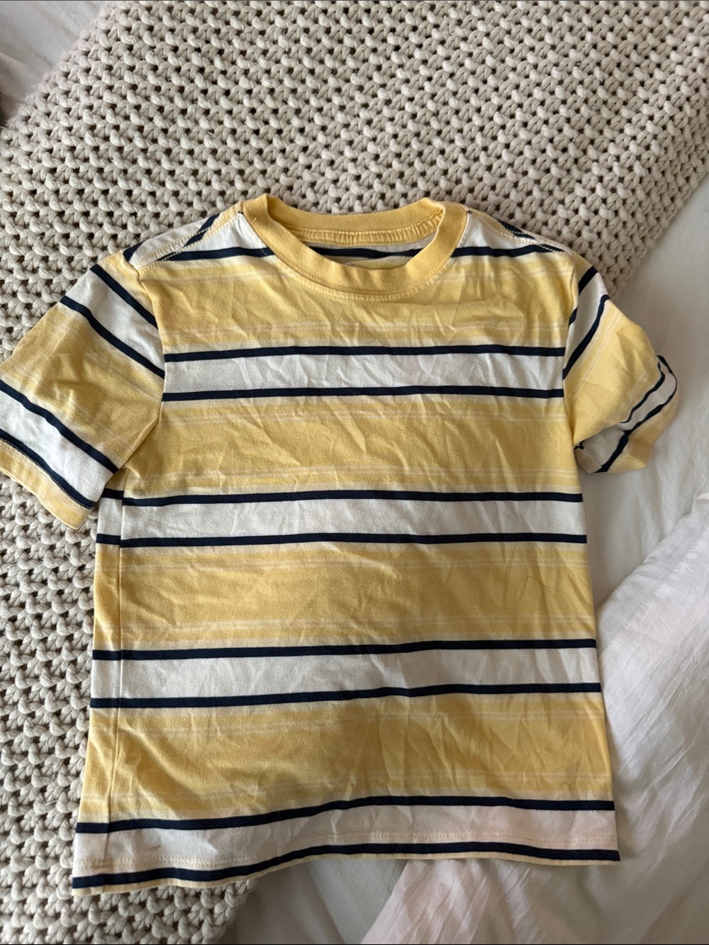 Yellow Striped Kids Tee - Classic Crew Neck